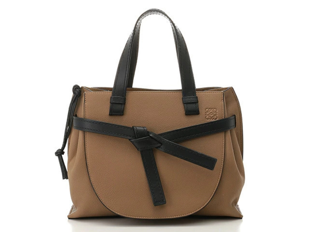 Loewe Gate Handle Bag Embossed Calfskin Top Shoulder Black